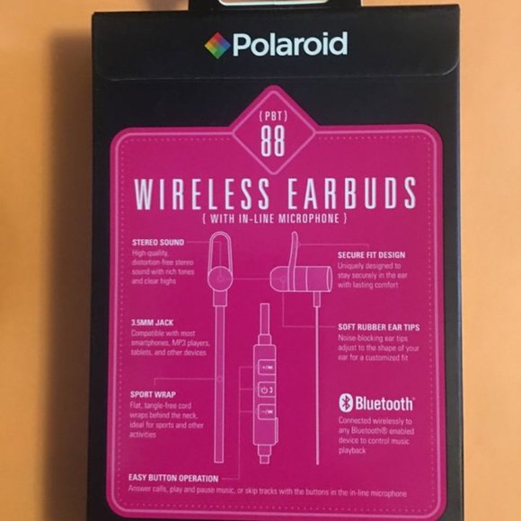 Polaroid PBT88 HD Bluetooth Earbuds Pink - Picture 2 of 2